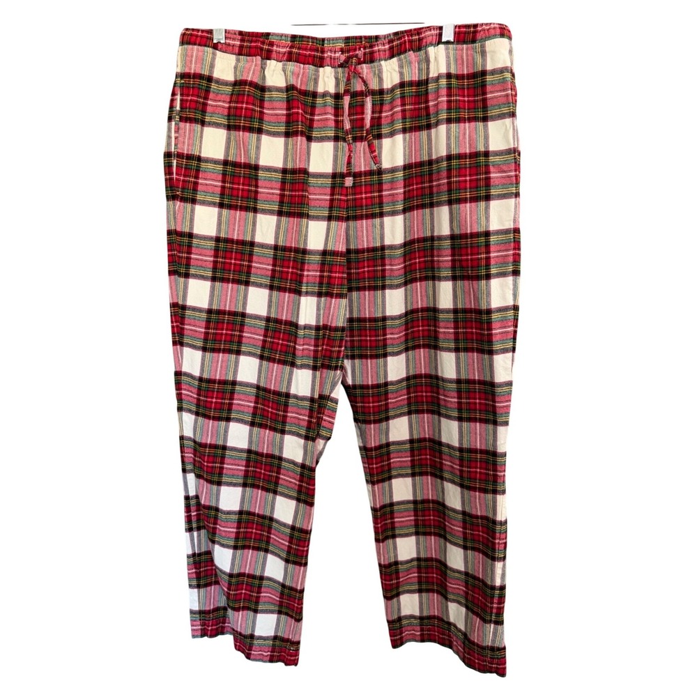 Hanna Andersson Mens Plaid Flannel Pajama Pants XL Lounge Sleepwear Red Green‎
